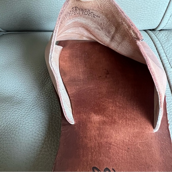 Free People Verona Slide Sandal Size 40 9 Watermelon Leather Slip On Pink Flats - Picture 7 of 12